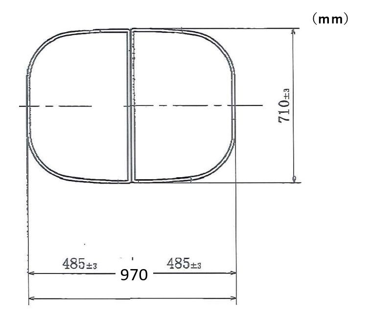 変形組合せ風呂ふた　710mm×970mm 2枚割　お客様指定風呂ふた
