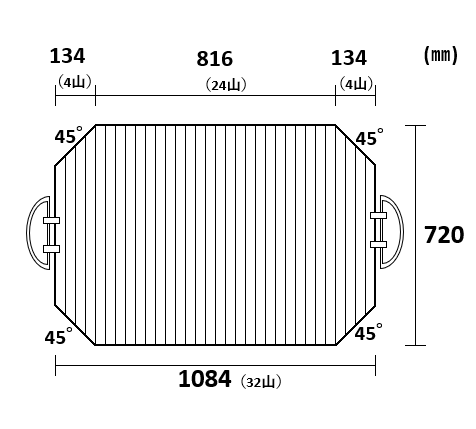 取っ手付き変形巻きふた　720mm×1084mm