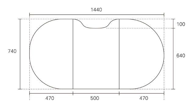 変形組合せ風呂ふた 740mm×1440mm 3枚割 RB66