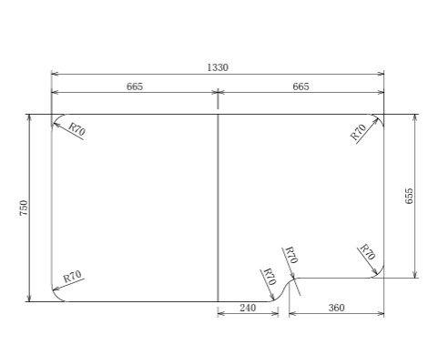 耐久性１番！オーダー組み合わせふた 変形　750ｘ1330mm 2枚割