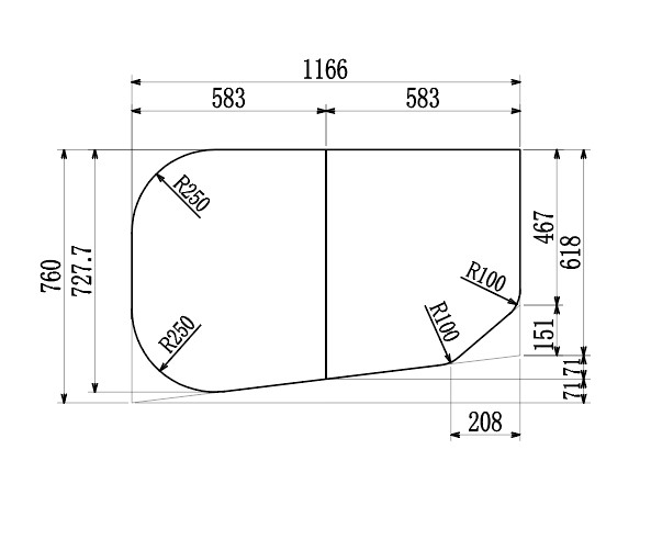 変形組合せ風呂ふた　760mm×1166mm 2枚割