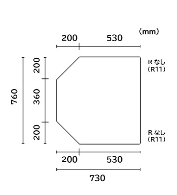 変形オーダーメイド組み合わせ風呂ふた 760×730mm 1枚割　変形有