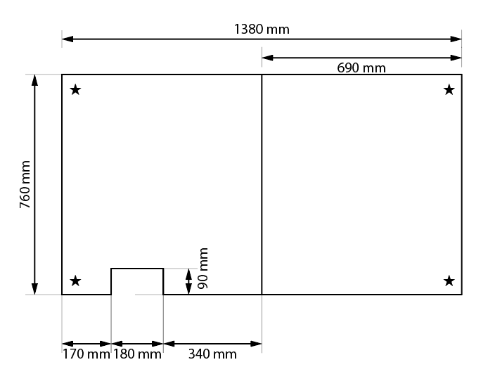 【送料無料】耐久性１番！オーダー組み合わせふた 変形　760X1380mm 2枚割