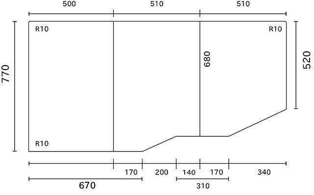 変形組合せ風呂ふた　770mm×1520mm 2枚割