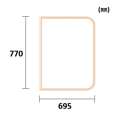 【送料無料】さめにくい風呂ふた「ECOウォームｎｅｏ」　奥行770mm×間口695mm 1枚割　左側Ｒなし/右側Ｒ70