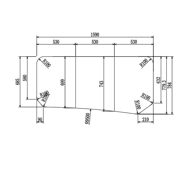 変形組合せ風呂ふた　779mm×1590mm 3枚割　
