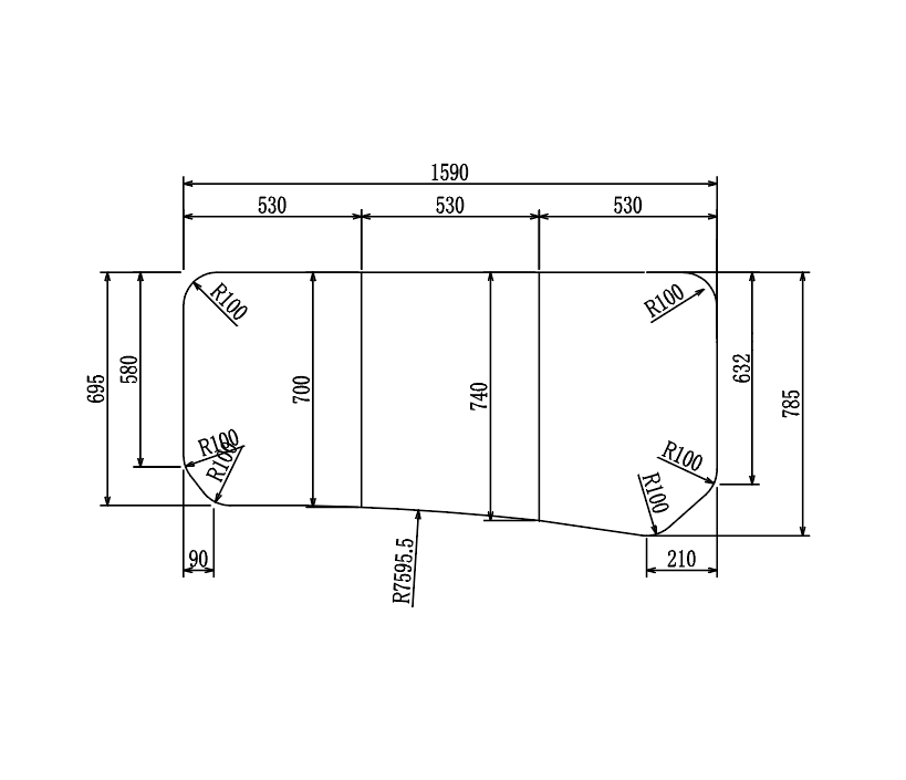 変形組合せ風呂ふた　785mm×1590mm 3枚割　