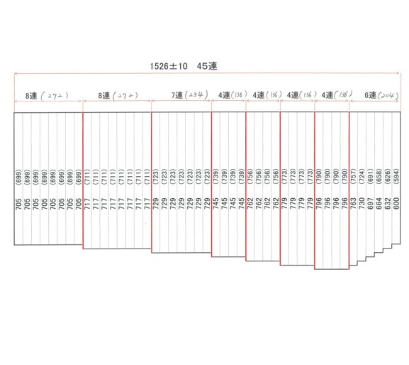 変形巻きふた　796mm×1526mm
