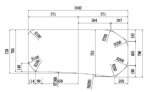 変形有　組み合わせ風呂ふた796ｍｍｘ1542mm　2枚割