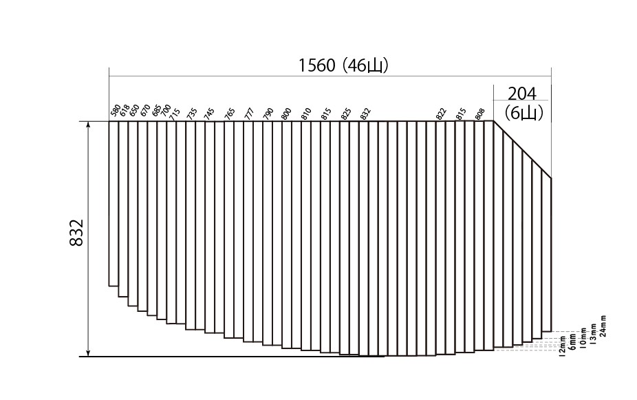 くるくる巻ける巻きふた　オーダーシャッターふた832ｘ1560mm　変形