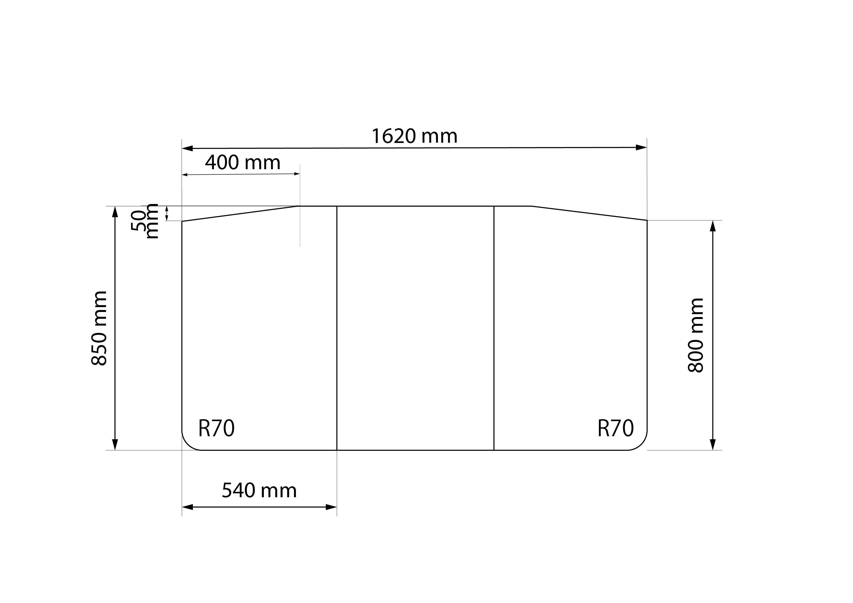 耐久性１番！オーダー組み合わせふた 変形　850×1620mm 3枚割 斜めカット２か所