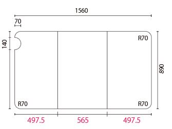 変形組合せ風呂ふた　890mm×1560mm 3枚割 （非均等）