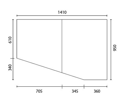 変形組合せ風呂ふた　950mm×1410mm 2枚割　