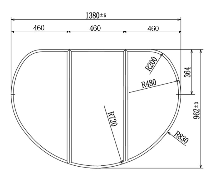 【日本製】　ビッグセーション962×1380mm 3枚割　変形