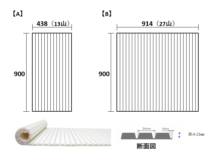 サイズオーダー変形なし くるくる巻ける巻きふた シャッターふた　900X438ｍｍ　900Ｘ914ｍｍ