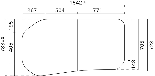 変形組合せ風呂ふた 783mm×1542mm 2枚割（左大きい板）
