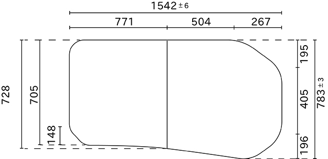 変形組合せ風呂ふた 783mm×1542mm 2枚割