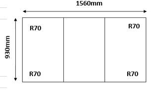 【日本製】寮や民宿などの大型浴槽のお風呂のふたビックセーション 奥行930ｍｍx間口1560ｍｍ 3枚割R70