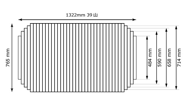 くるくる巻ける巻きふた　オーダーシャッターふた765×1322mm変形
