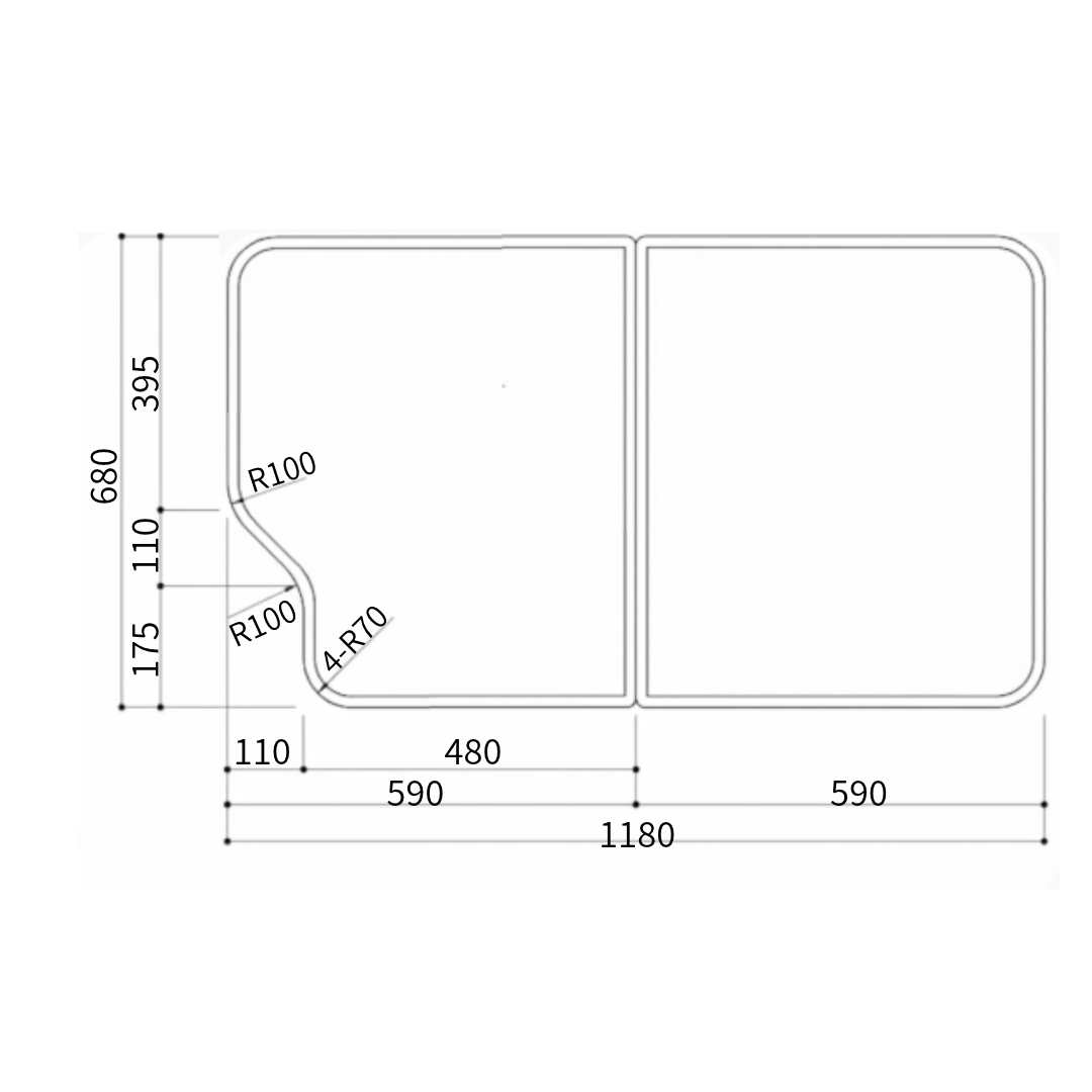 組み合わせ風呂ふた　680×1180mm 2枚割　オーダーメイド 変形加工 日本製