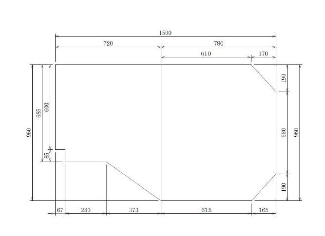変形組合せ風呂ふた　960mm x1500mm／2分割　変形有