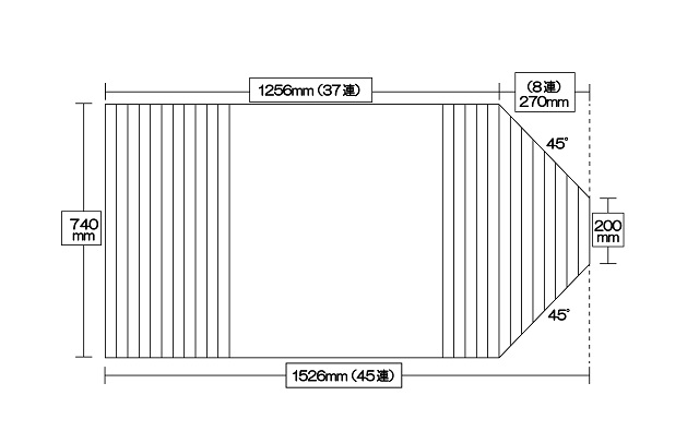 変形巻きふた　右上下45度カット　740ｍｍ×1526ｍｍ