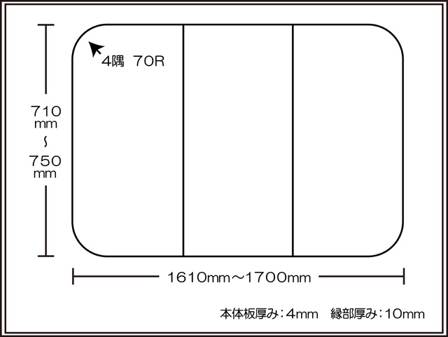 耐久性１番！オーダー組み合わせふた 変形　824.5X1479mm 3枚割