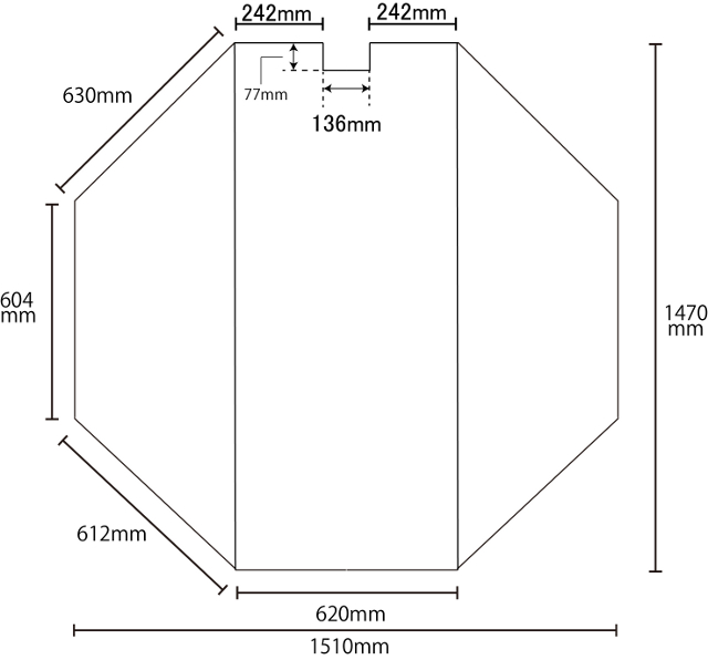 変形組合せ風呂ふた　1470mm×1510mm 3枚割