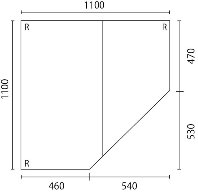 変形組み合わせ風呂ふた1000ｍｍ×1000mm変形有　2枚割