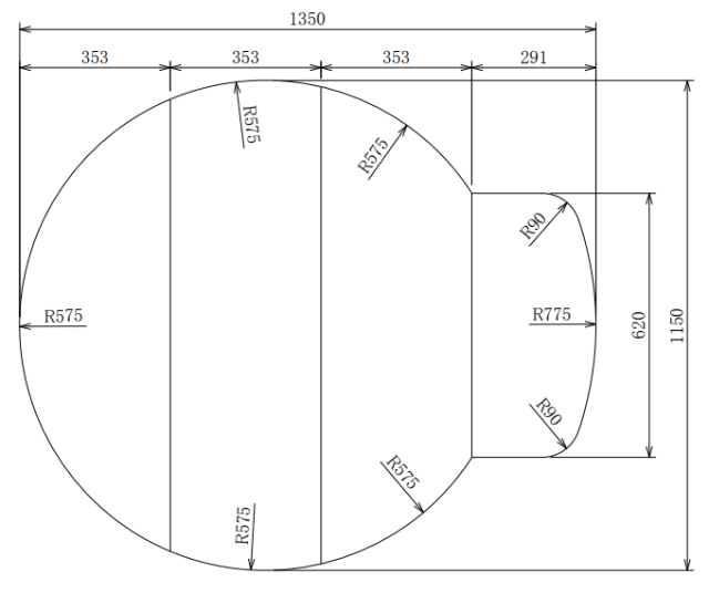 【日本製】寮や民宿などの大型浴槽のお風呂のふた　受注生産品　1150X1350ｍｍ　4分割　変形