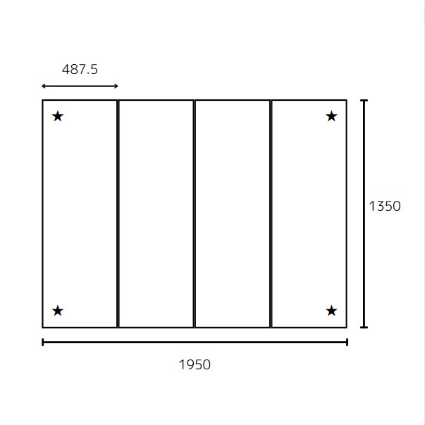 【日本製】大型浴槽用　風呂ふた　ビッグセーション 1350X1950　4枚割