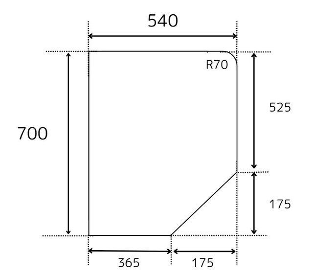 変形オーダーメイド組み合わせ風呂ふた 700mmx540mm 1枚割　変形