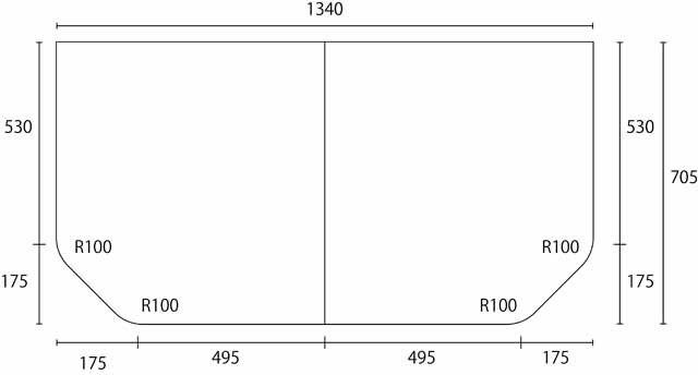 変形組合せ風呂ふた　705mm×1340mm 2枚割