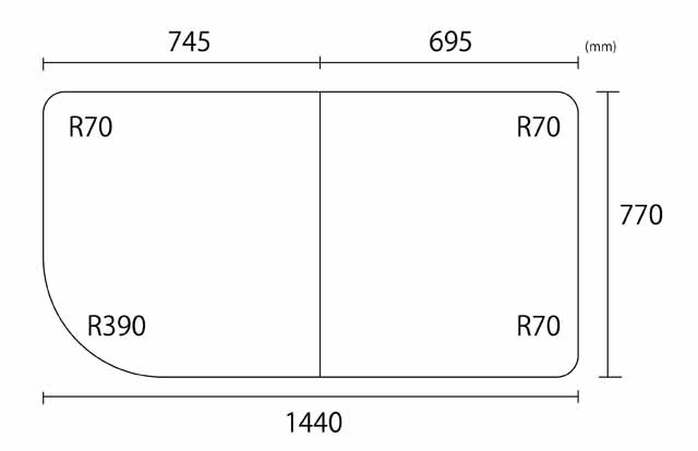 変形組合せ風呂ふた 770mm×1440mm 2枚割 風呂ふた満足館