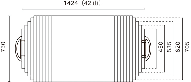 取っ手付き変形巻きふた 750ｍｍ×1424mm 