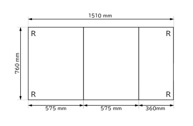 組み合わせ風呂ふた 760mm×1510mm ３枚割