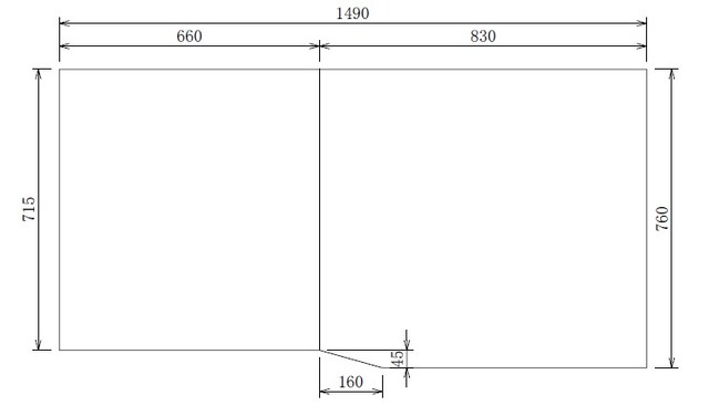 組み合わせ風呂ふた　760×1490mm 2枚割　オーダーメイド 変形加工 日本製