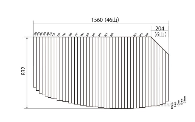 くるくる巻ける巻きふた　オーダーシャッターふた832ｘ1560mm　変形
