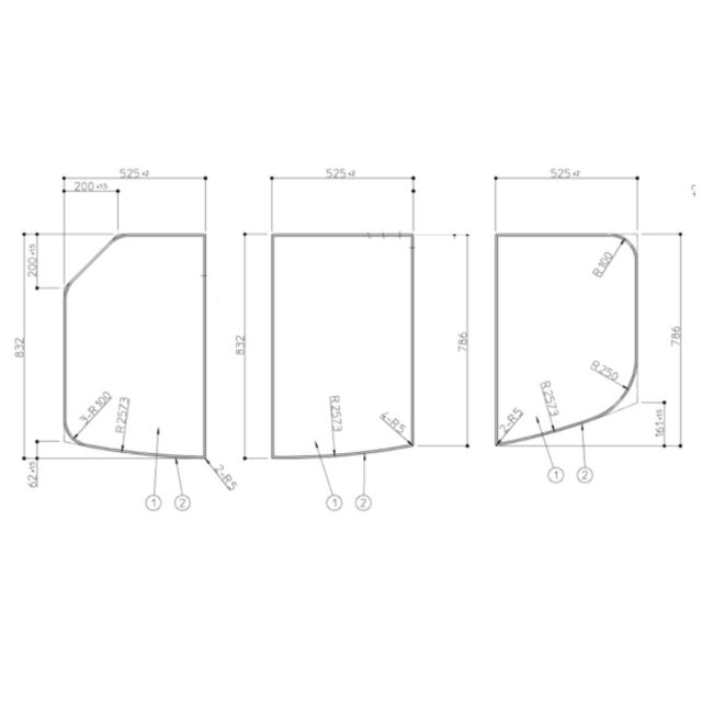 変形有 組み合わせ風呂ふた832mmx1575mm 3枚割（右下：161mm