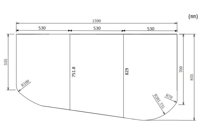 変形組合せ風呂ふた 855mm×1590mm 3枚割 風呂ふた満足館