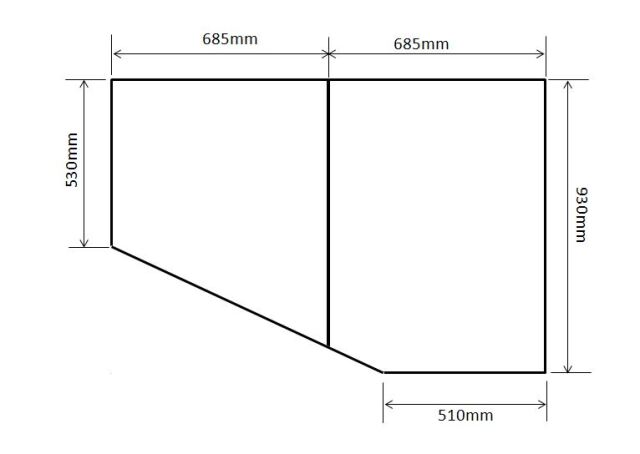 変形組合せ風呂ふた　930mm×1370mm 2枚割　