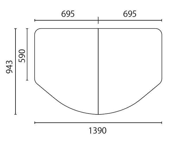 変形組合せ風呂ふた　943mm×1390mm 2枚割