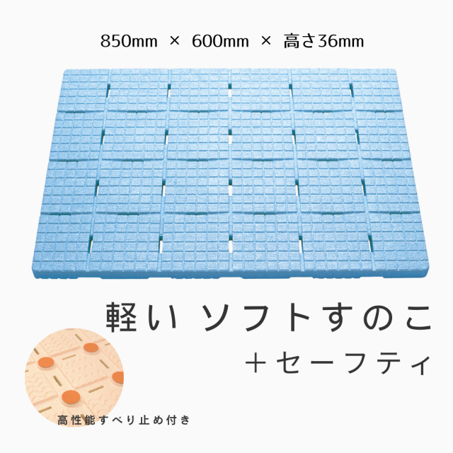 【日本製】軽～いソフトすのこ＋セーフティ　６０×８５ｃｍ　ブルー