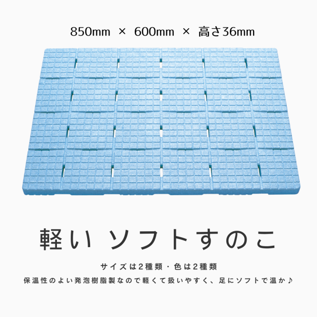 【日本製】軽～いソフトすのこ　６０×８５ｃｍ　ブルー
