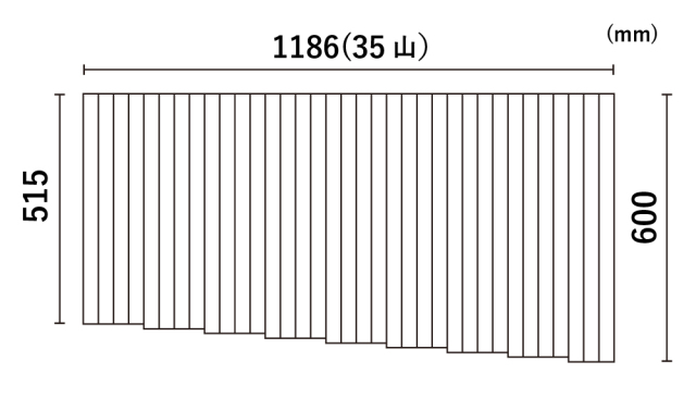 お風呂　巻き蓋　切り掛けなし 変形巻きふた 600mm×1186mm （階段状カット） 風呂ふた満足館