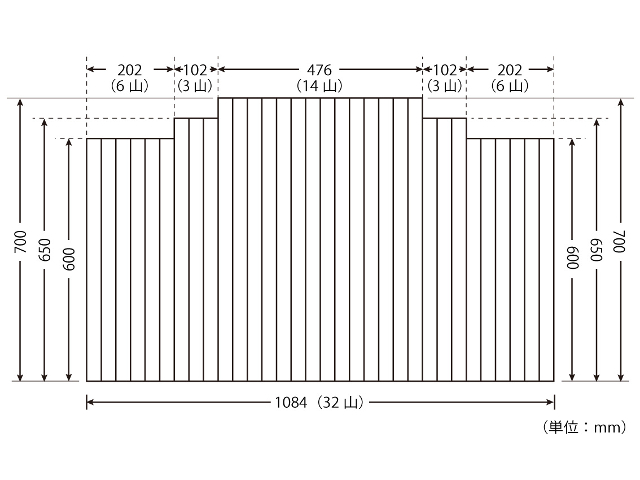 変形巻きふた　上左右段カット　700ｍｍ×1084mm