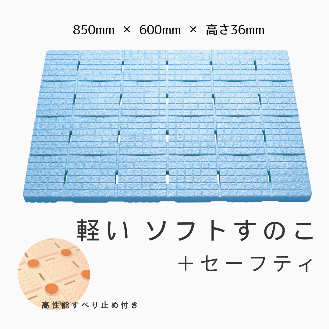 【日本製】軽～いソフトすのこ＋セーフティ　６０×８５ｃｍ　ブルー