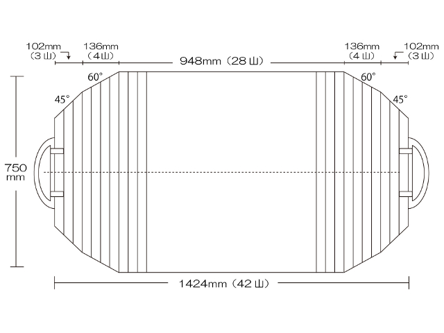 取っ手付き変形巻きふた　750ｍｍ×1424mm