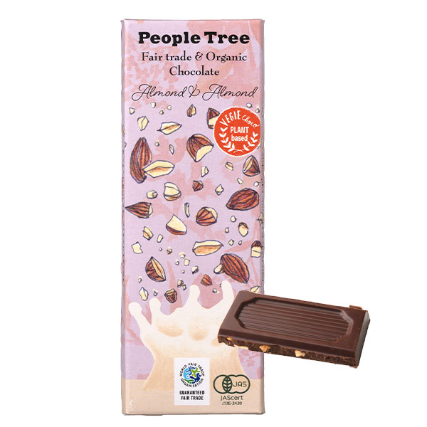 アーモンド＆アーモンド　板チョコ【PeopleTree/フェアトレード＆オーガニックチョコレート】【ゆうパケット対象商品】