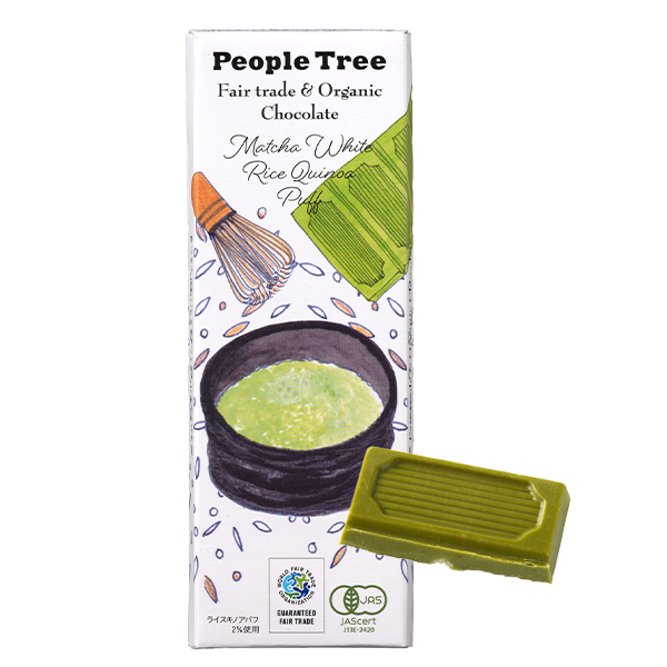 抹茶ホワイト・ライスキノアパフ　板チョコ【PeopleTree/フェアトレード＆オーガニックチョコレート】【ゆうパケット対象商品】
